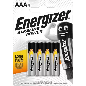 ENERGIZER BATTERY ALKALINE POWER AAA LR03 4 VIENETAI