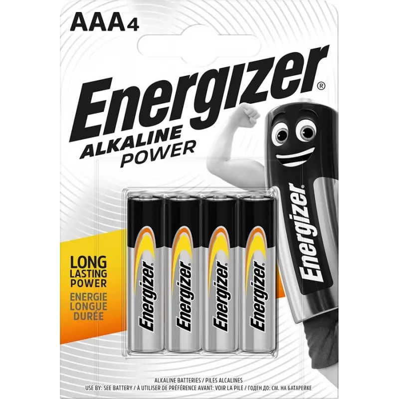 ENERGIZER ŠARMINĖ BATERIJA ALKALINE POWER AAA LR03 4 VIENETAI
