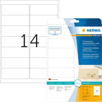 Adresų etiketės permatomos matinės HERMA 8671