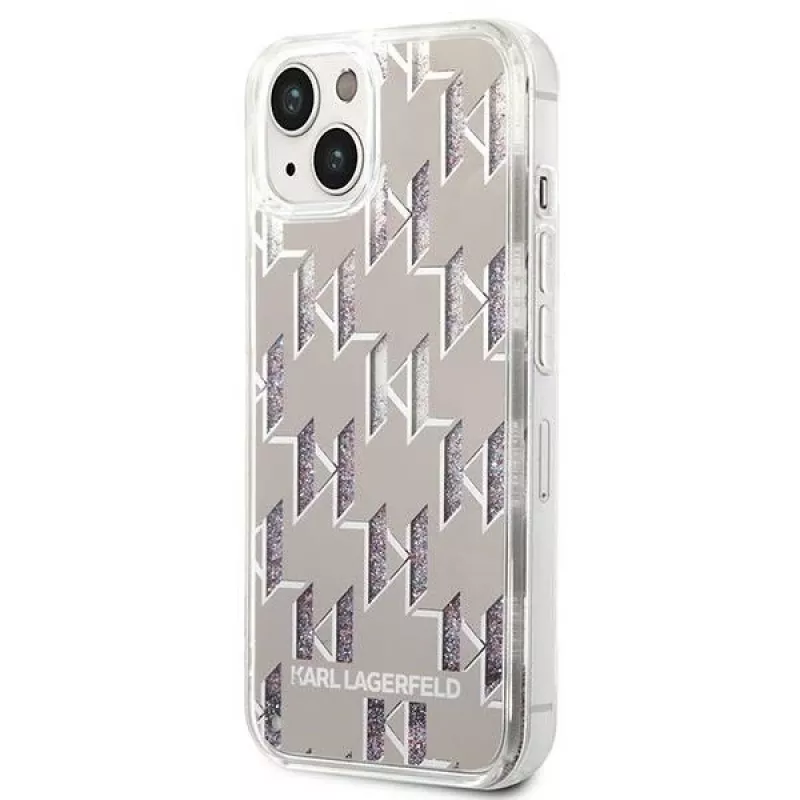 Karl Lagerfeld KLHCP14MLMNMS iPhone 14 Plus 6.7 kietas dėklas sidabrinis/sidabrinis Liquid Glitter Monogram