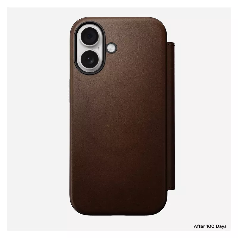 „Folio“ tipo telefono dėklas „Nomad NM014209858“, skirtas „Apple iPhone 17“, 16 cm (6,3 colio), rudas, 4 kortelių kišenės