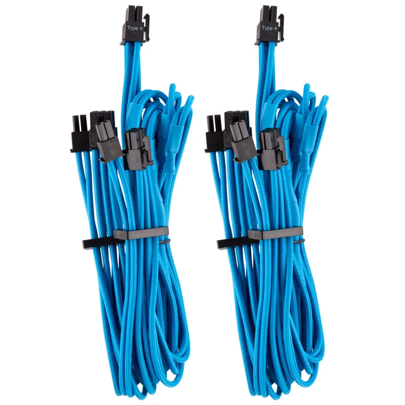 Corsair Premium Sleeved PCIe Dual-kabelis, Doppelpack (Gen 4) - Mėlyna
