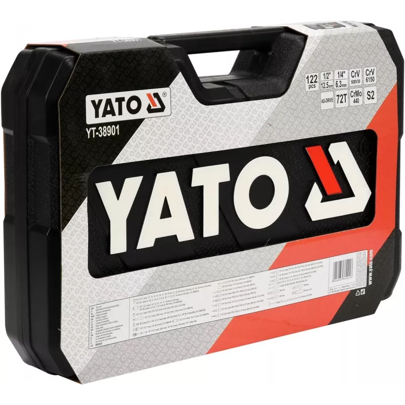 Yato YT-38901 XXL raktų/įrankių rinkinys, 1/4–1/2 colio, 122 vnt.