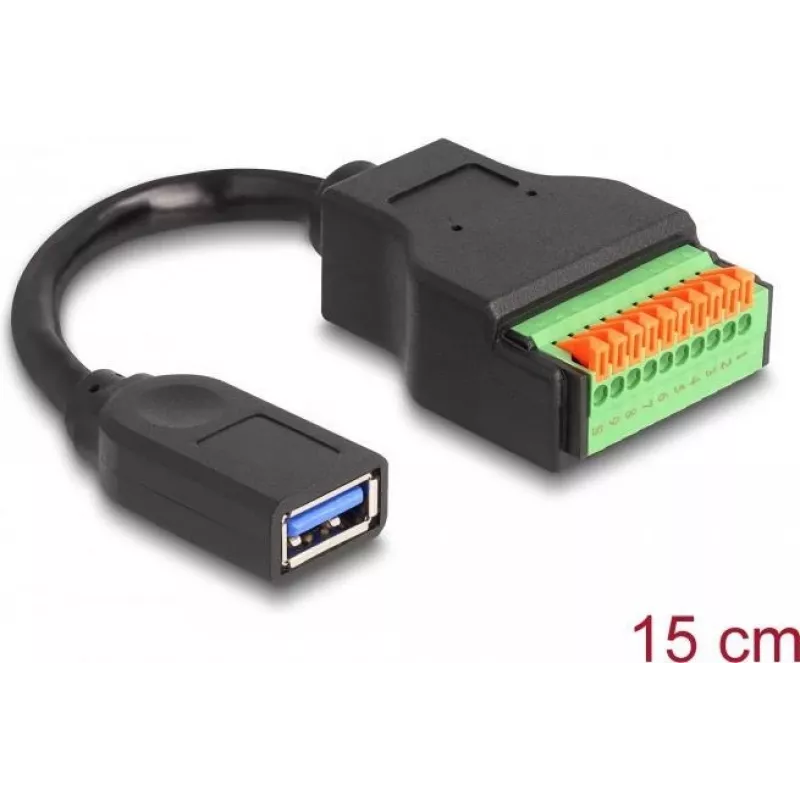 “DeLOCK” USB 3.2 Gen 1 laidas Type-A lizdas prie gnybtų bloko adapterio 15 cm