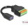 “DeLOCK” USB 3.2 Gen 1 laidas Type-A lizdas prie gnybtų bloko adapterio 15 cm