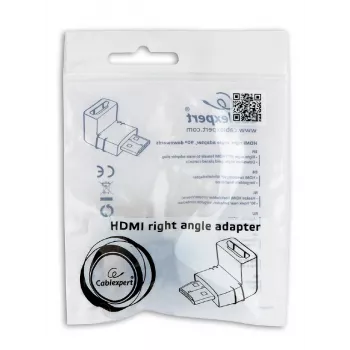 HDMI jungčių adapteris GEMBIRD A-HDMI90-FML, HDMI į HDMI, stačiakampis 90° adapteris, juodas