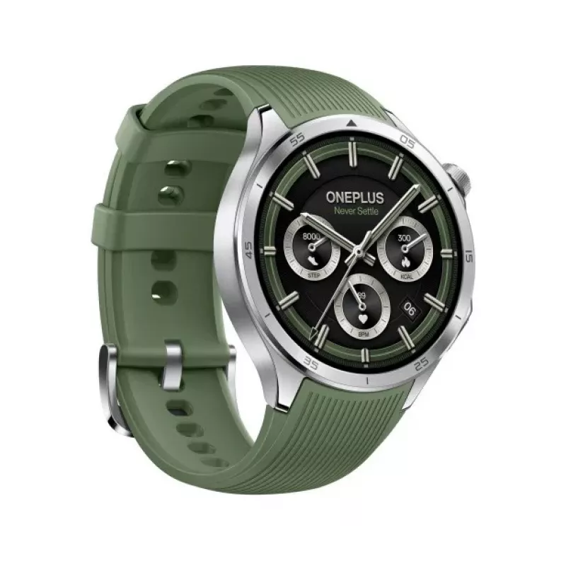 Išmanusis laikrodis ONEPLUS Watch 3 Emerald Titanium — 46 mm nerūdijančio plieno korpusas, 1,5 colio AMOLED, GPS, IP68, 16 dienų baterija, žalias guminis dirželis