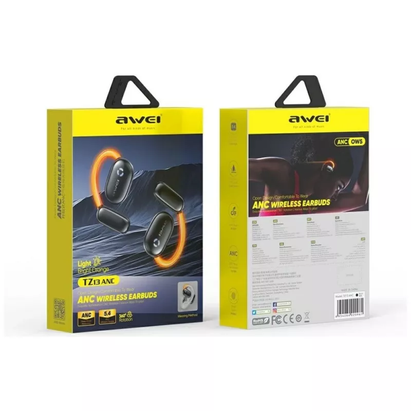 Belaidės ausinės Bluetooth 5.4 TZ13 ANC Spinner juodos