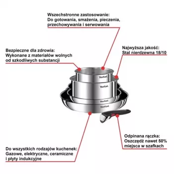 Keptuvių rinkinys Tefal Ingenio Emotion L897S574, indukcinė, nuimama rankena, 16/20/22/28 cm
