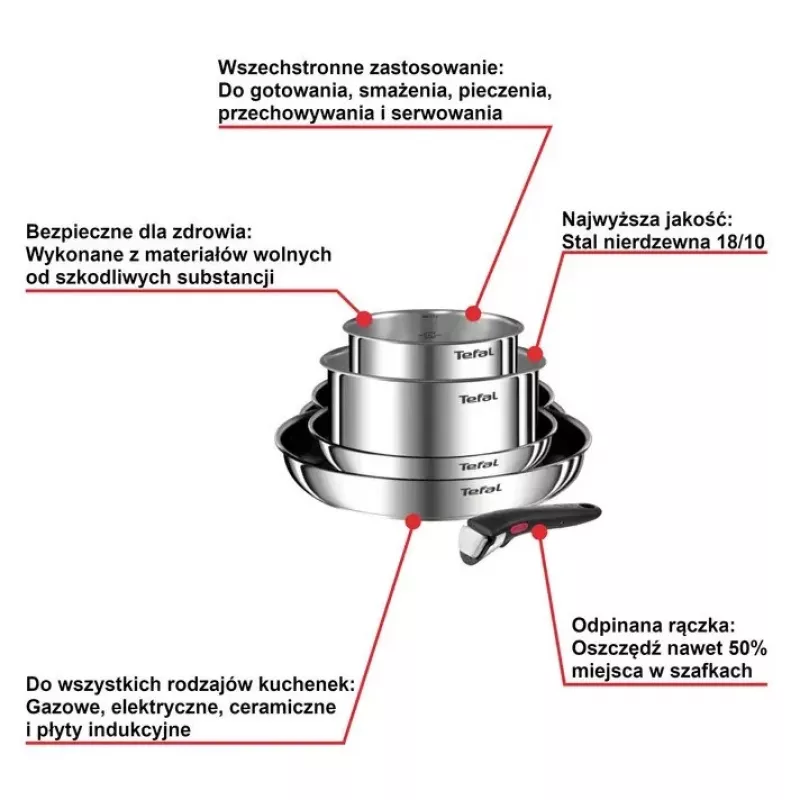 Keptuvių rinkinys Tefal Ingenio Emotion L897S574, indukcinė, nuimama rankena, 16/20/22/28 cm