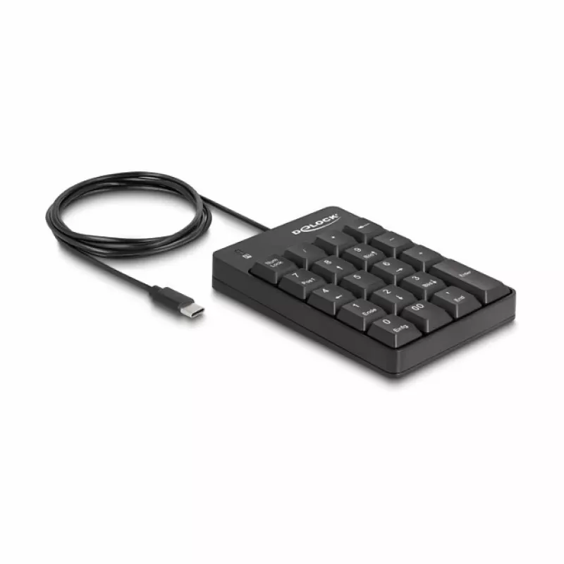 Skaitmeninė klaviatūra DeLOCK 12108 USB juoda 19 klavišų 1,6 m laidas