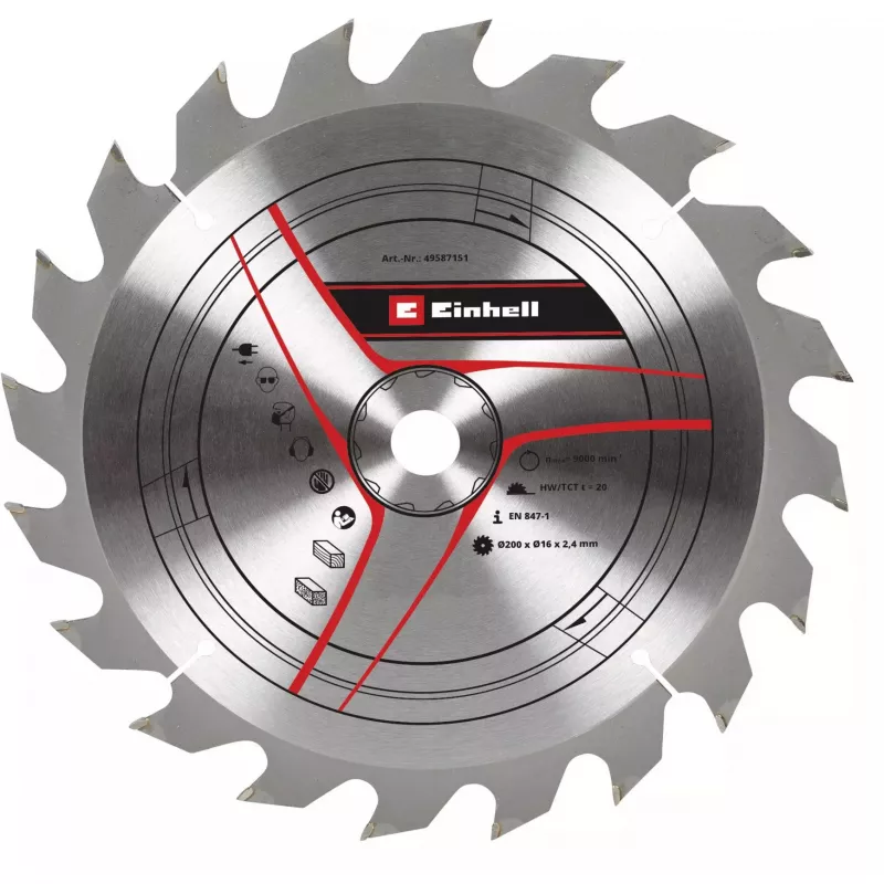 KWB diskinis pjūklo peilis TCT Ø 200 x 16 mm, 2,4 mm, 20 dantų