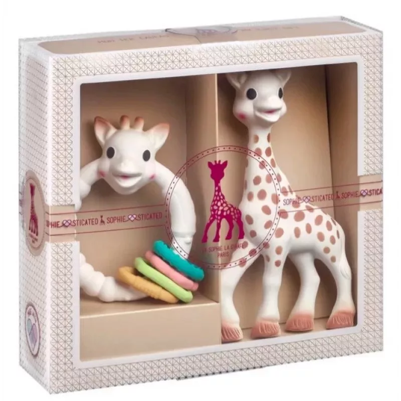 Vaikiškas dovanų rinkinys Sophie La Girafe 000013 — 2 dalių įvairiaspalvis rinkinys su barškučiu, nuo 0 mėnesių