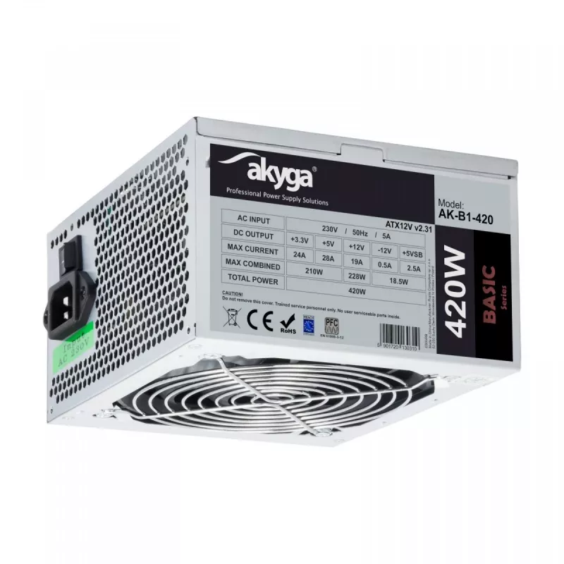Akyga AK-B1-420 maitinimo blokas 420 W 20+4 kontaktų ATX ATX Pilka