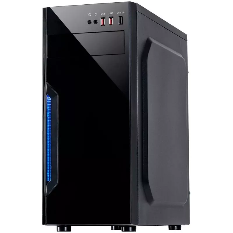 Korpusas INTER-TECH B-42 juodas Midi Tower, ATX, 2xUSB2.0, mėlyna LED juostelė, PSU pasirinktinai