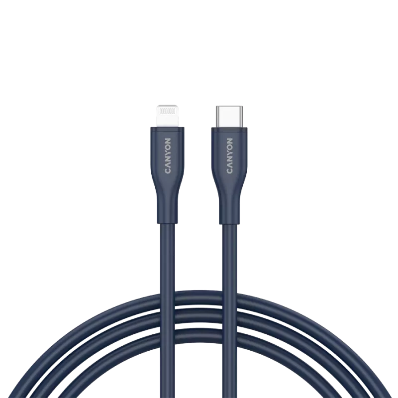 USB-C į Lightning laidas CANYON CLNM60 60W MFi 1 m silikoninis mėlynas