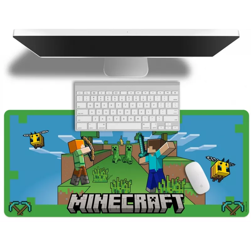 Pelės kilimėlis Kids Euroswan 80x30 cm Minecraft — didelis stalo kilimėlis pelei ir klaviatūrai