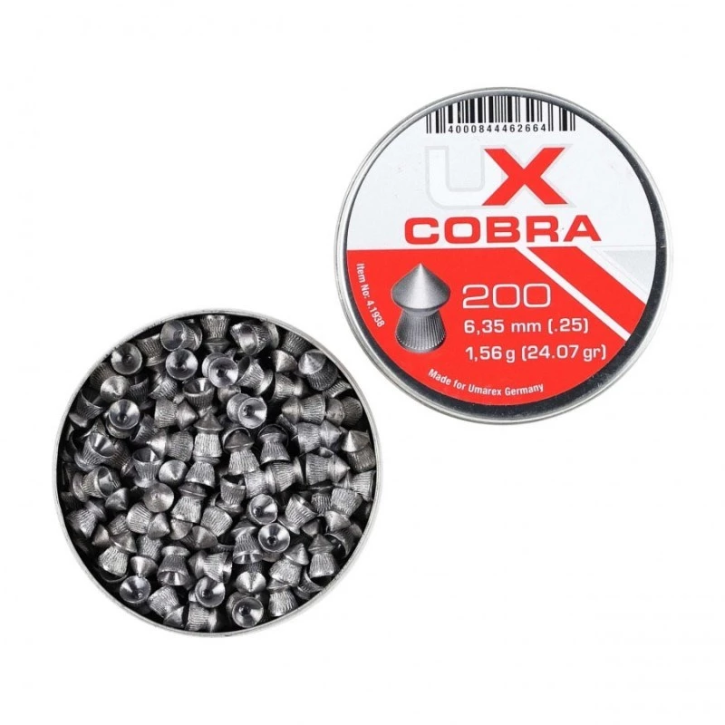 Gun pellet UMAREX Pointed Ribbed Shot Cobra 6.35 mm, 1.56 g, sidabrinis, 200 vnt.