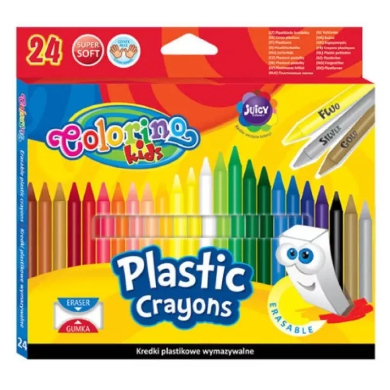 Colorino Kids trinamos plastikinės kreidelės 24 spalvų
