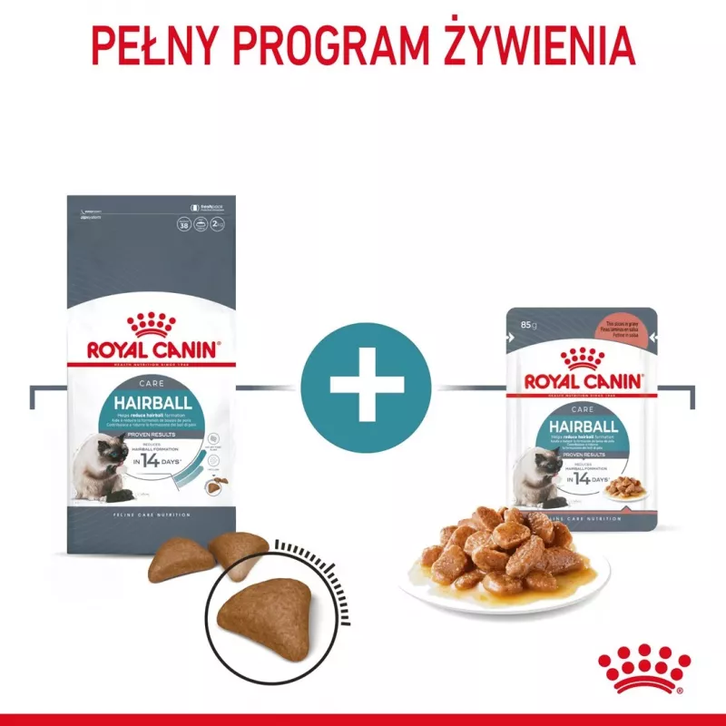 Sausas kačių maistas Royal Canin Hairball Care Suaugusioms katėms 2 kg — vištiena, 34% baltymų, 15% riebalų