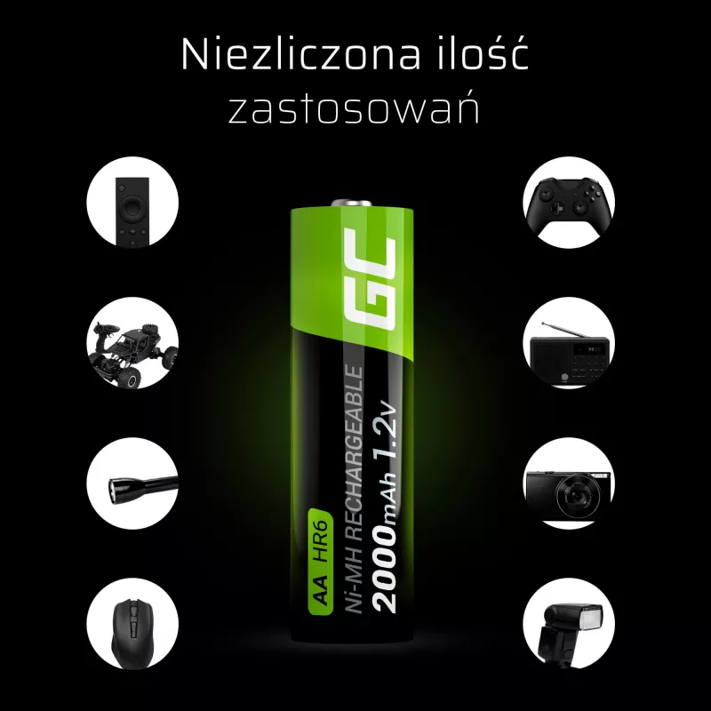 Įkraunama baterija Green Cell GR06 AA NiMH 1,2 V 2000 mAh, 2 vnt., 50,5 mm