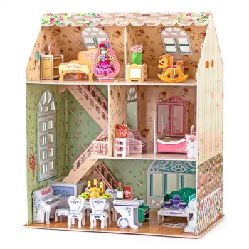 Lėlių namelio modelio rinkinys CubicFun P645H — 3D popieriaus/kartono surinkimas, Svajingas