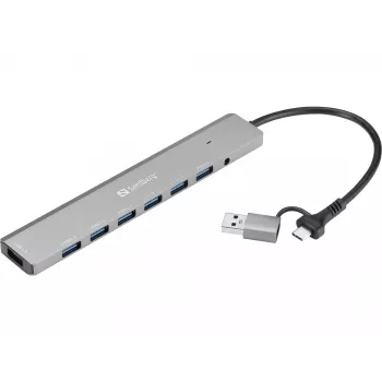 USB šakotuvas SANDBERG 136-66 — 7 USB 3.0 prievadai, maitinamas iš tinklo