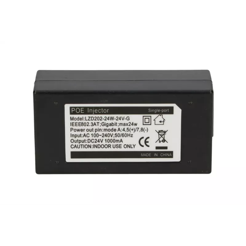 PoE maitinimo šaltinis Extralink POE-24-24W-G 24V 1A 24W Gigabit, skirtas patalpoms, juodas, komplekte kintamosios srovės laidas