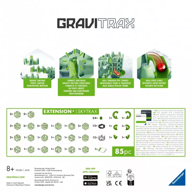 Žaislinis rutuliukų bėgių takelis Ravensburger GraviTrax Extension Skytrax amžius 8+