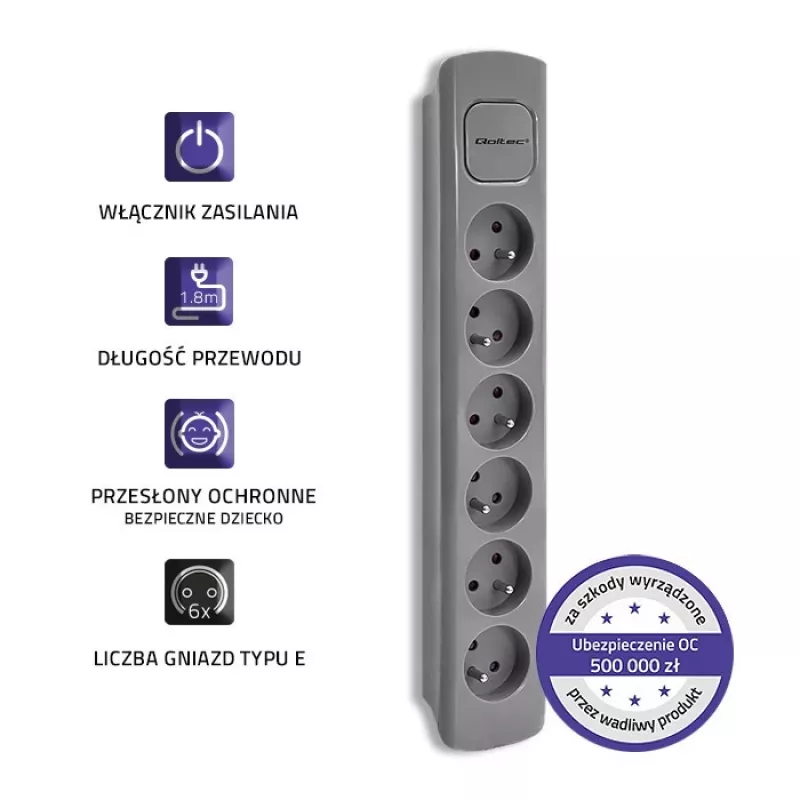 Qoltec 50277 Product Pilka