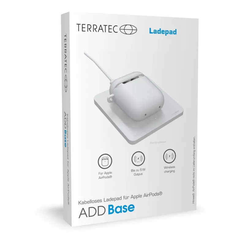 Laidinio įkrovimo stotelė Terratec ADD Base balta USB belaidis įkrovimas patalpoms