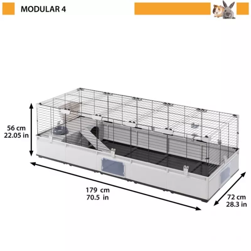 FERPLAST Modular 4 - narvas triušiams ir naminėms jūrų kiaulytėms - 179 x 72 x 56 cm