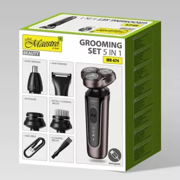Priežiūros rinkinys Maestro MR-674 5in1 USB įkraunamas — daugiafunkcis kirpimo rinkinys
