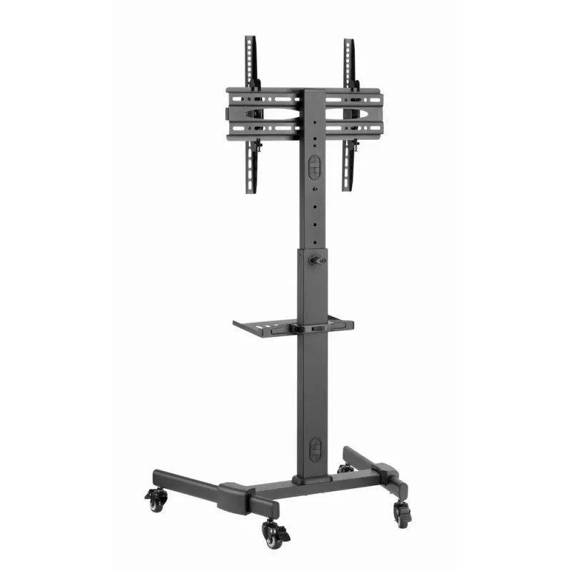 TV stovas GEMBIRD TVS-55T-01 32–55 colių televizoriams, plieninis, aukščio reguliavimas VESA 100x100–400x400, pakreipimas, ratukai, maks. apkrova 35 kg