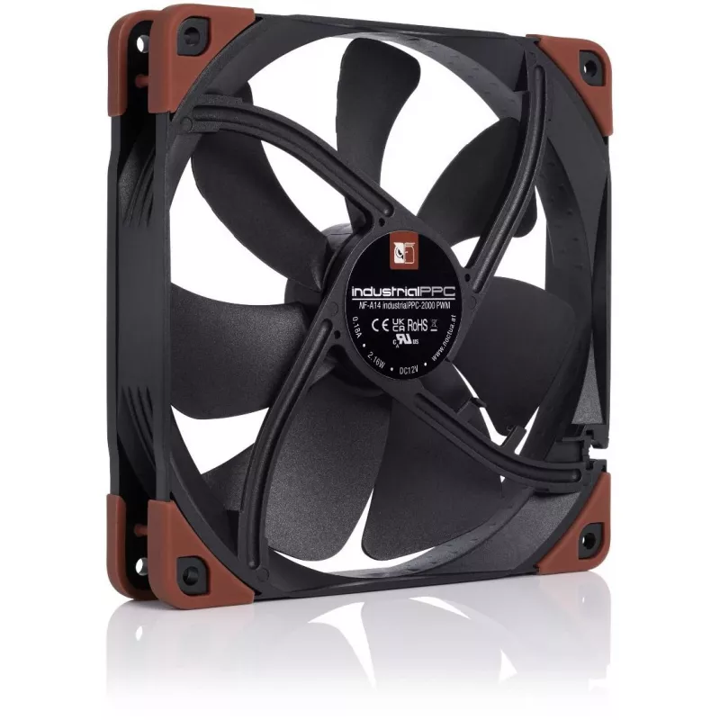 Noctua NF-A14 INDUSTRIALPPC-2000 PWM ventiliatorius, 140x25 mm, 12V, PWM, 500–2000 RPM, 182.5 m³/h, IP52, SSO guolis