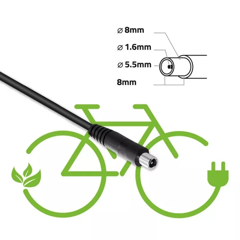Qoltec greitasis įkroviklis, skirtas XIAOMI 36V elektriniam paspirtukui / dviračiui | 42V | 2A | 8,0*8,0mm + kaištis | atsparus vandeniui + maitinimo laidas