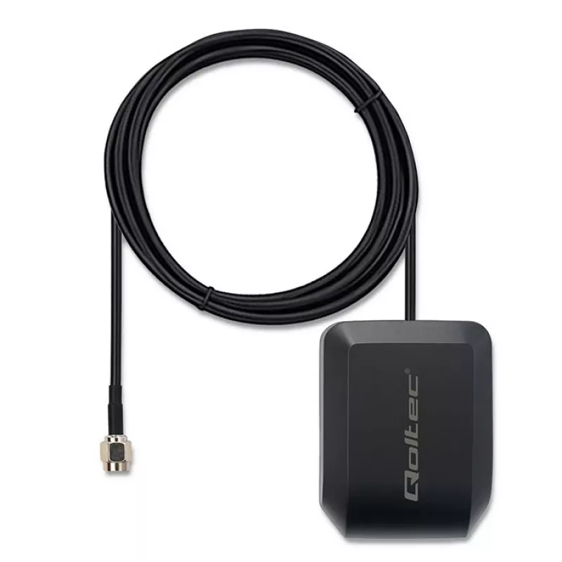 GPS/GLONASS antena QOLTEC modelis 57055 su magnetiniu pagrindu, 28 dB stiprinimo