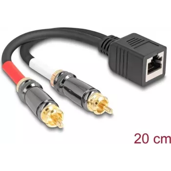 DeLOCK garso kabelis 0,2 m RJ-45 2 x RCA Juoda