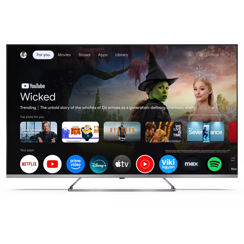 Sharp 4K QLED MiniLED TV | 50JP7265E | 50 inch | Smart TV | Google TV | UHD | Sidabrinė
