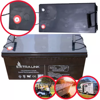 Extralink 12 V 200 Ah akumuliatorius AGM, hermetiškas švino rūgšties (VRLA), priežiūros nereikalaujantis