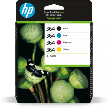 HP 364 4 vnt. juodos/ciano/magenta/geltonos spalvos originalios rašalo kasetės