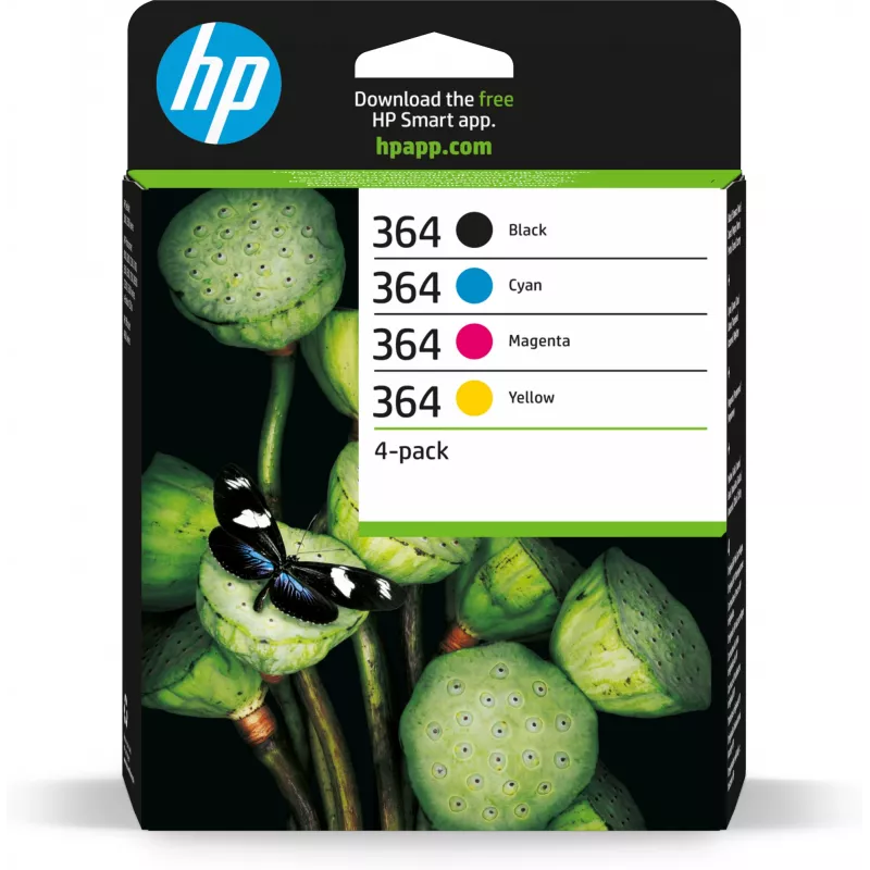 HP 364 4 vnt. juodos/ciano/magenta/geltonos spalvos originalios rašalo kasetės