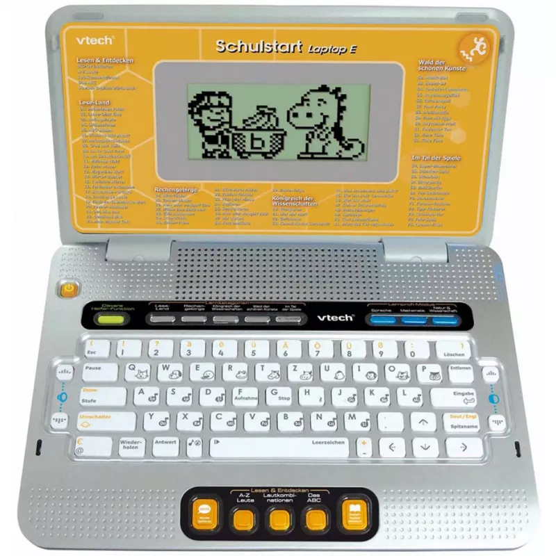Vaikiškas mokomasis nešiojamas kompiuteris Laptop E VTech su dėklu (geltonas/pilkas)