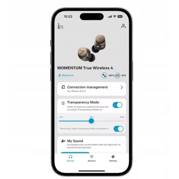 SENNHEISER Momentum MTW4 belaidės Bluetooth triukšmą slopinančios sportinės ausinės - balta ir sidabrinė