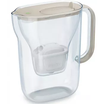 Vandens filtro ąsotis BRITA Style Essential 2,4 L su 2 keičiamomis kasetėmis (smėlio spalvos)
