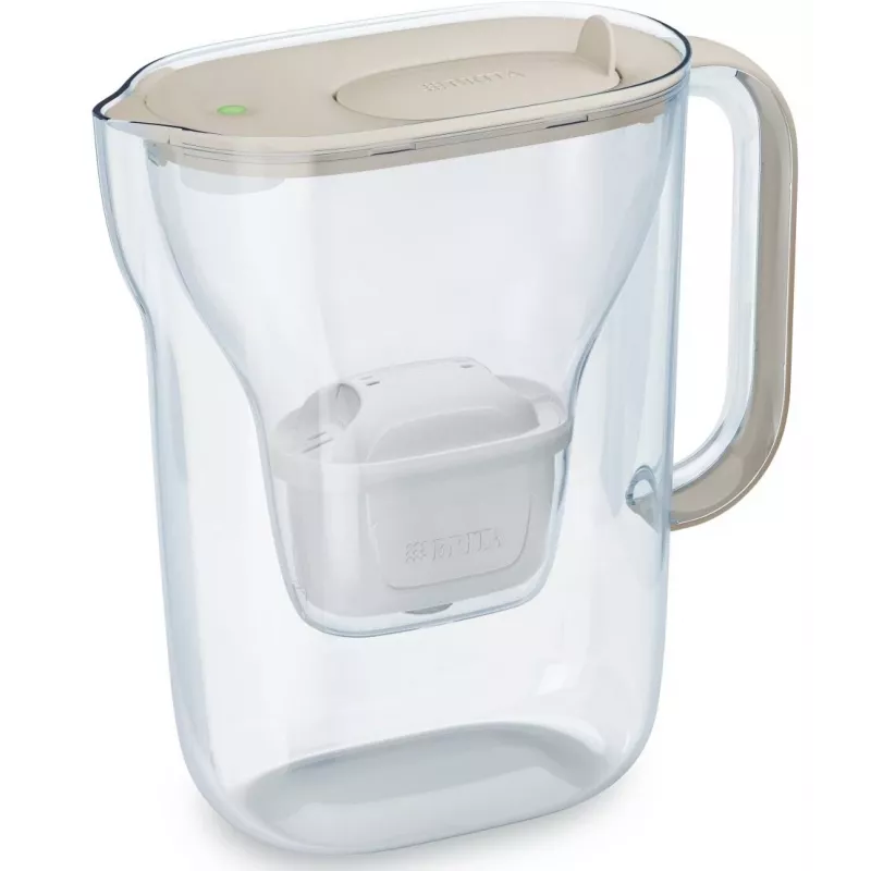 Vandens filtro ąsotis BRITA Style Essential 2,4 L su 2 keičiamomis kasetėmis (smėlio spalvos)