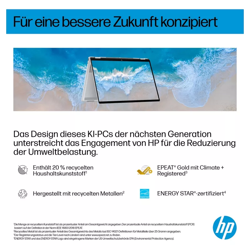 HP OmniBook X Flip Next Gen AI nešiojamas kompiuteris 16-as0054ng - Flip dizainas - Intel Core Ultra 5 226V / 2,1 GHz - Win 11 Home - Arc Graphics 130V - 16 GB RAM - 512 GB SSD NVMe - 40,6 cm (16 inch)