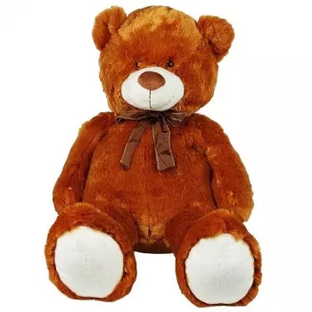 Mascot pliušinis meškiukas su kaspinu 70 cm rudas