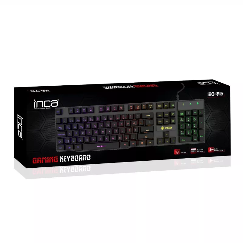 Incase Gaming Keyboard IKG-446 Regenbogen, RGB, vokiškas išdėstymas mažmeninė prekyba