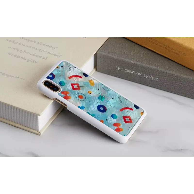 Telefono dėklas iKins, skirtas iPhone XS / iPhone X S – baltas poppin rock apsauginis galinis dangtelis